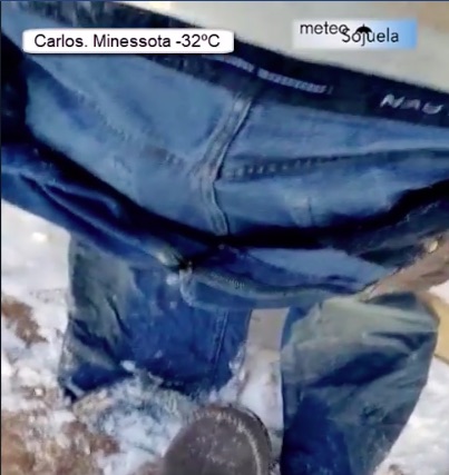 La ropa congelada de Carlos, un riojano a -32 grados en Minnesota
